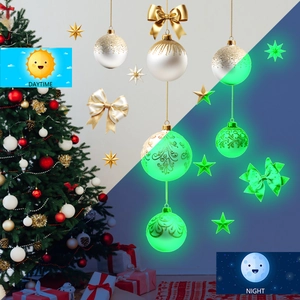 Luminous Christmas ornaments showing daytime white-gold and night glowing effect