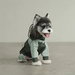 Wasserdichter Hunderegenmantel mit reflektierendem Druck, Kapuzenjacke für kleine Hunde
