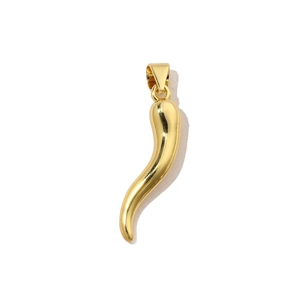 Detailed view of a shiny gold chili pepper pendant charm for DIY jewelry making