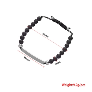 Bracelet minimaliste en agate et acier inoxydable avec une plaque en métal courbée