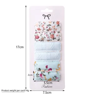 6-piece floral embroidery fabric BB hair clips set with sweet flower patterns for girls