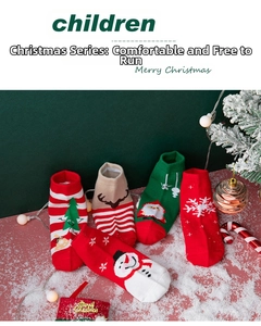 Detailed view of 5-pack Christmas knit socks with festive Santa and reindeer patterns