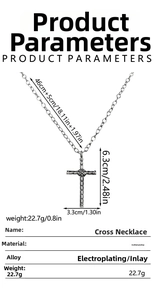 Detailed size specifications of the retro cross pendant and heavy alloy chain link