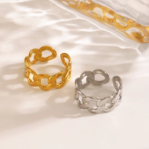 Bagues gourmette ajustables en or et argent avec effet d'ombre d'eau élégant et poli