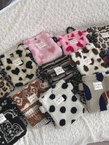 Plush Mini Crossbody Bag Sherpa Fleece Heart Leopard Print Small Phone Purse With Rope Strap For Women Girls