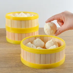 Realistic Xiaolongbao Simulation Bun Model Soft PVC Stress Relief Squishy Toy Keychain Fridge Magnet Decor Food Prop