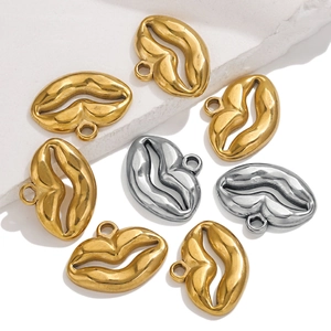 Punk style cutout lip pendants in gold and silver stainless steel for DIY jewelry making