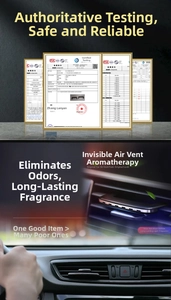 Detailed view of invisible car air vent air freshener with professional test reports