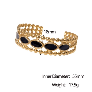 Spécifications détaillées de taille pour le bracelet manchette doré et émail noir