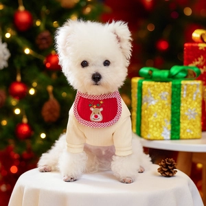 Christmas Pet Bib Dog Bandana Reindeer Santa Snowman Plaid Polyester Saliva Towel Adjustable Small Dogs Cats Accessory