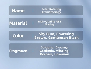 Solar rotating car air freshener specifications in ABS plating with 6 available scents