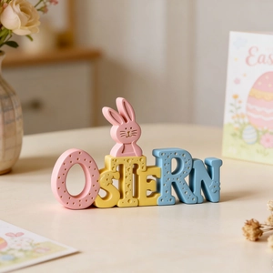 Easter OSTERN letters table decoration with bunny silicone mold pastel 3D resin craft