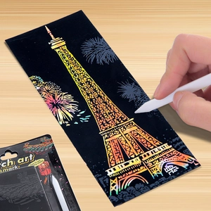 Scratch Art Bookmarks Famous City Landmarks Ancient Style DIY Painting Paper Drawing Stationery With Tool Pen For Kids Adult Gift