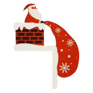 Wooden Santa Claus door frame corner decoration with red gift bag for Christmas home decor