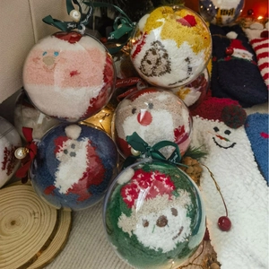 Christmas coral fleece socks gift set in transparent balls with Santa Claus patterns