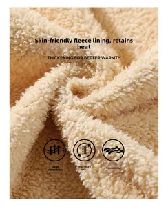 Macro shot of thick apricot sherpa fleece lining for thermal insulation and warmth