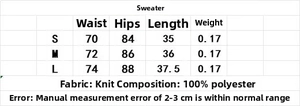 Größentabelle für Damen-Strickset mit Poloshirt und Shorts inklusive Materialangaben