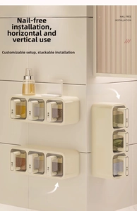 Wall-mounted seasoning box set with transparent windows for vertical or horizontal hanging