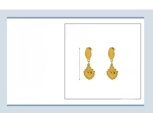 Detailed size specifications of 18K gold plated heart earrings with dimensions and weight