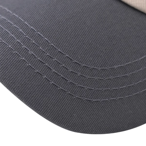 Detailed close-up of dark grey cotton twill brim with precise five-row parallel stitching