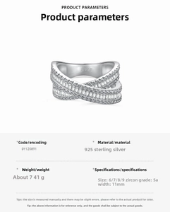 Macro detail of S925 sterling silver ring with pavé 5A cubic zirconia stones and 11mm width