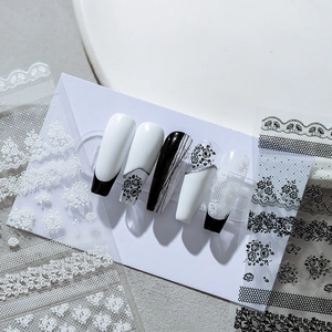 3D Embossed Nail Art Stickers Relief Lace Flower Rose Design Self Adhesive Manicure Decoration Accessories