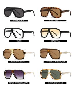 Detailed grid showing square sunglasses in black, tortoiseshell, and various frame colors