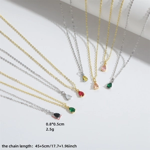 Minimalist punk teardrop pendant necklaces in multiple colors with 45cm adjustable chain