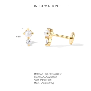 Technical details of 925 sterling silver earring with 5A zirconia and pearl 6mm post