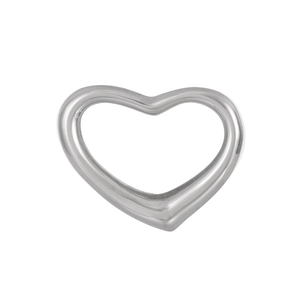 Polished silver hollow heart pendant made of titanium steel with a minimalist open design