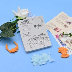 Silikonform-Set mit Blumen und Schmetterlingen für Kuchendekoration und DIY Handwerk
