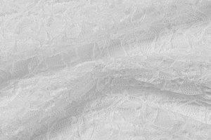 Gros plan sur un tissu de dentelle blanche avec motifs floraux et maille fine