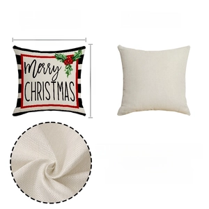 Detailed views of red truck Christmas pillow case showing linen texture and dimensions