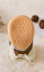 Close-up of anti-slip rubber sole with scale texture for warm winter dog boots