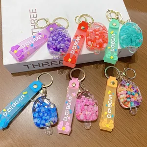 Set of six colorful popsicle acrylic keychains with rainbow beads and silicone straps
