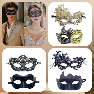 Masquerade Mask Lace Mask And Plastic Mask Halloween Party Costume Prom Mysterious Venetian Style For Women Men