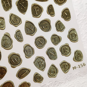 Autocollants 3D alphabet doré avec texture de sceau en cire vintage M-156
