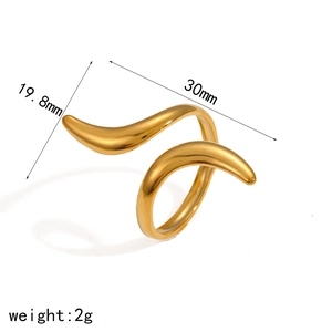 Minimalist 18k gold plated stainless steel snake ring with geometric double-layer design