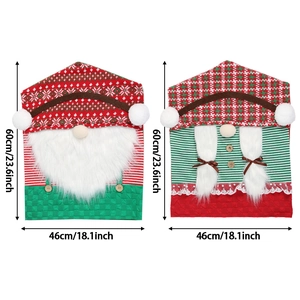 Detailed view of Christmas chair covers with size dimensions 60x46cm in red and green colors