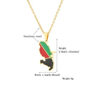 Detail view of a gold stainless steel Republic of Congo map pendant with enamel flag