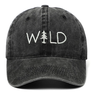 Washed Cotton Baseballkappe Retro WILD Stickerei Distressed Dad Hat Verstellbar Outdoor Sonnenhut Für Herren Damen