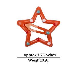 Star-shaped macaron hair clip with colorful dots measuring 1.25 inches and 0.9g weight