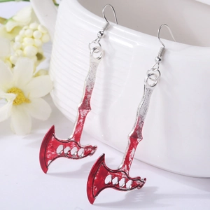 Halloween Horror Blood Earrings Alloy Iron Novelty Scissors Axe Knife Sword Shapes Gothic Punk Cosplay Party Jewelry