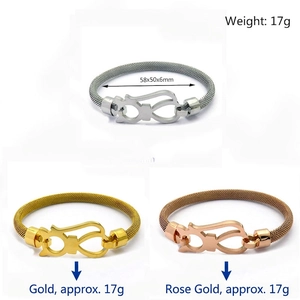 Set di bracciali in acciaio al titanio argento, oro e oro rosa con ciondolo geometrico