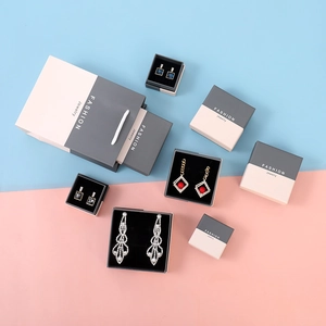 Jewelry Gift Box Paper Cardboard Color Block For Necklace Earring Bracelet Ring Storage Minimalist Elegant Packaging