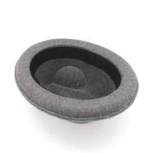 Classic grey wool felt bowler hat with short brim and inner black sweatband for men and women