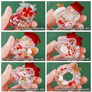 Moldes de resina navideños para colgantes de alce, muñeco de nieve y árbol DIY