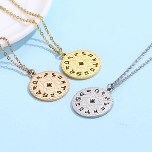 Three-color constellation compass necklaces in gold, silver, and rose gold finishes