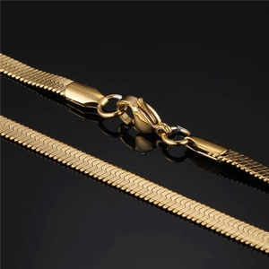 Golden titanium steel snake bone chain necklace with lobster clasp for men and women