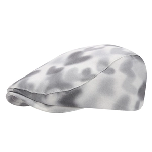 Casquette gavroche tie-dye pour femme avec motif élégant de texture d'encre grise et blanche